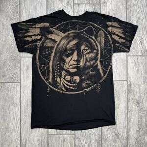 Liquid Blue Men's T Shirt Native American Dream Catcher Wolf & Eagle 2008 Size M
